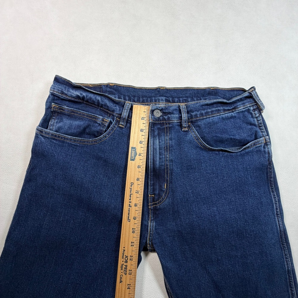Levis Workwear 505 Regular Fit Mens Jeans Dark Wash Indigo 35x32 Straight Leg - Picture 8 of 11